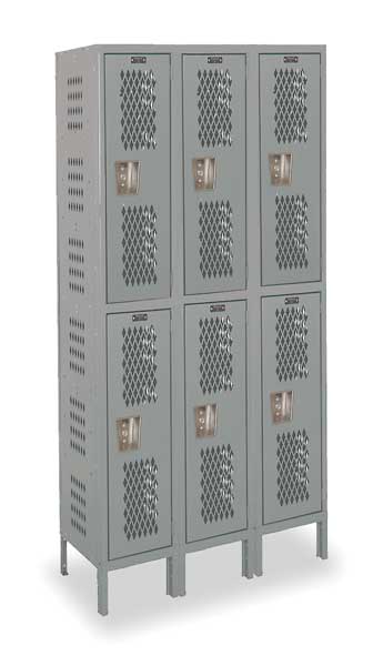 Wardrobe Locker, 45 in W, 18 in D, 78 in H, (2) Tier, (3) Wide, Dark Gray