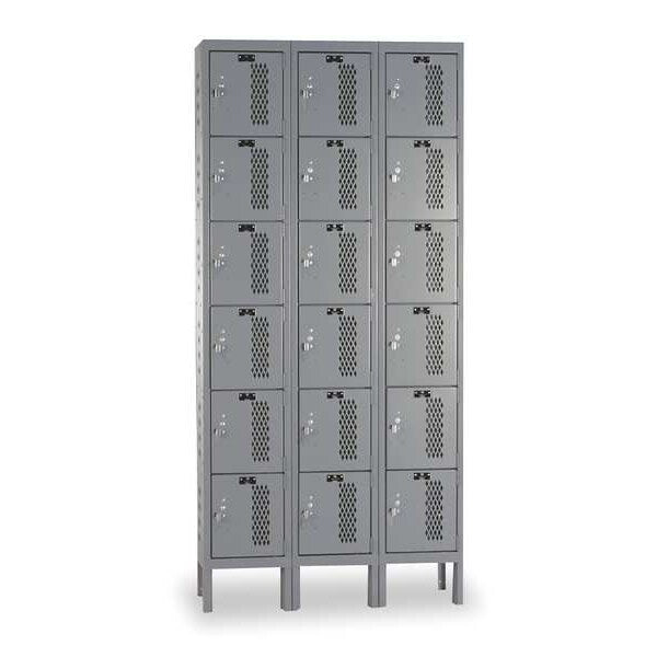 Box Locker, 36 in W, 18 in D, 78 in H, (3) Wide, (18) Openings, Dark Gray