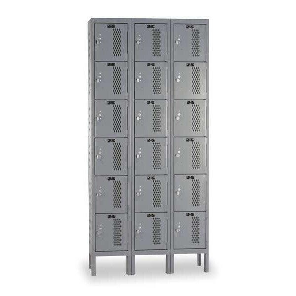 Box Locker, 36 in W, 18 in D, 78 in H, (3) Wide, (18) Openings, Dark Gray