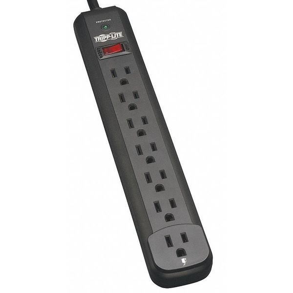 Surge Protector Strip, 7 Outlet, Black
