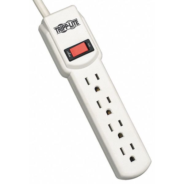 Surge Protector Strip, 4 Outlet, Gray