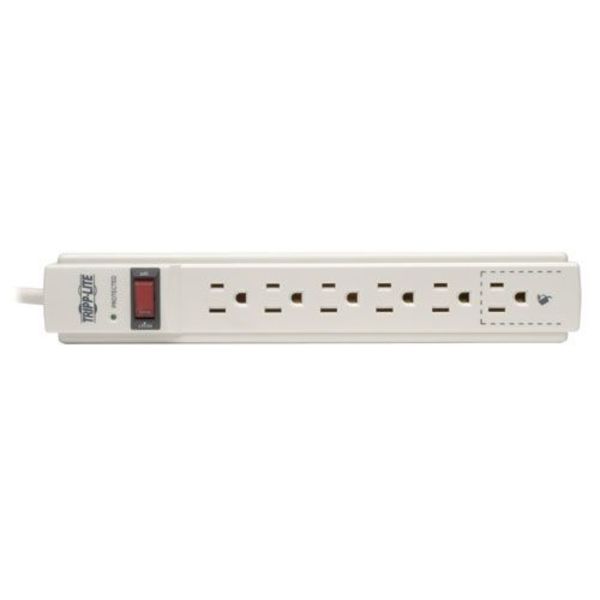 Surge Protector Strip, 6 Outlet, Gray