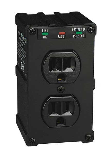 Surge Protector, 15A, 2 Outlet, Black