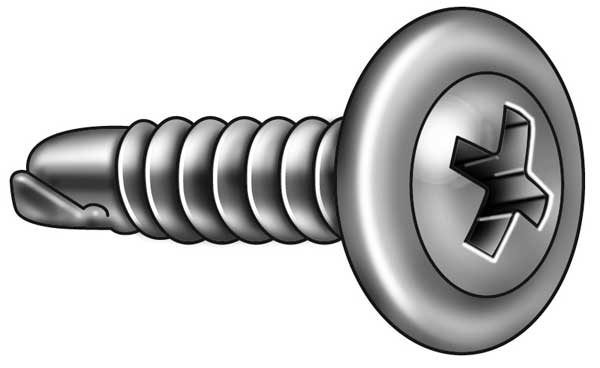 Self-Drilling Screw, #8 x 1 1/4 in, Zinc Plated Steel K-Lath Head Phillips Drive, 100 PK