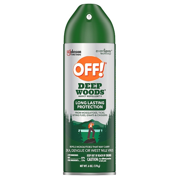 Insect Repellent, Aerosol, DEET, 25% DEET Concentration, Outdoor Only, 6 oz