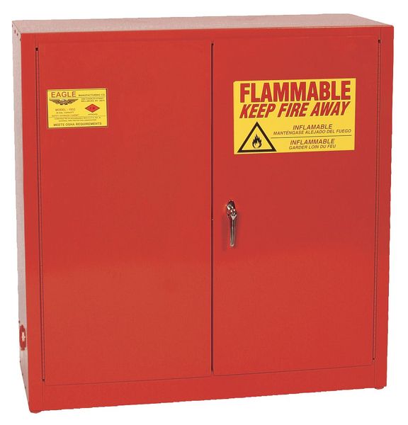 Flammable Safety Cabinet, 30 gal., Red