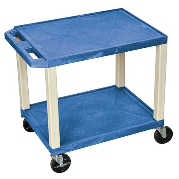 Thermoplastic Resin Utility Cart with Lipped Plastic Shelves, Flat, 2 Shelves, 200 lb