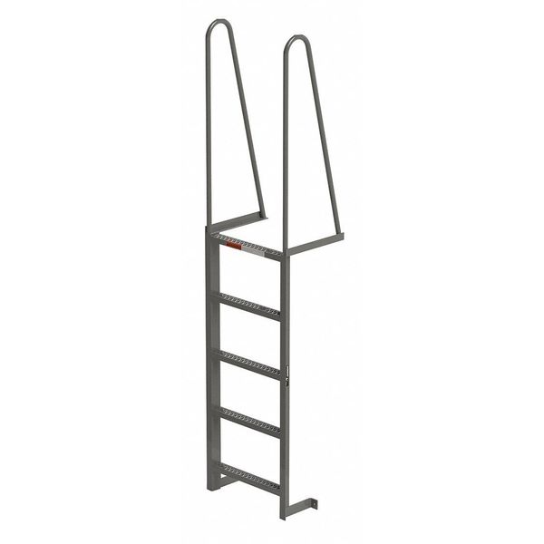 5 ft Fixed Ladder, Steel, 5 Steps, Forward Exit, Enamel Finish