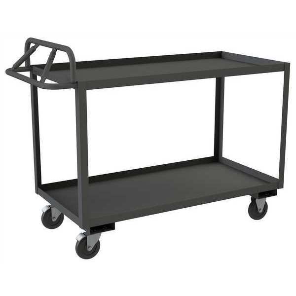 Steel Utility Cart with Lipped Metal Shelves, Ergonomic, 2 Shelves, 1,400 lb