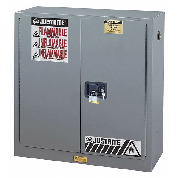 Flammable Safety Cabinet, 30 Gal., Gray
