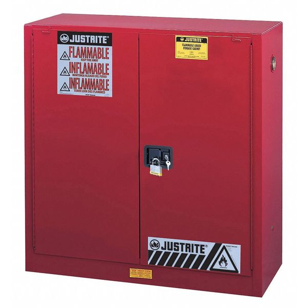 Flammable Safety Cabinet, 30 Gal., Red