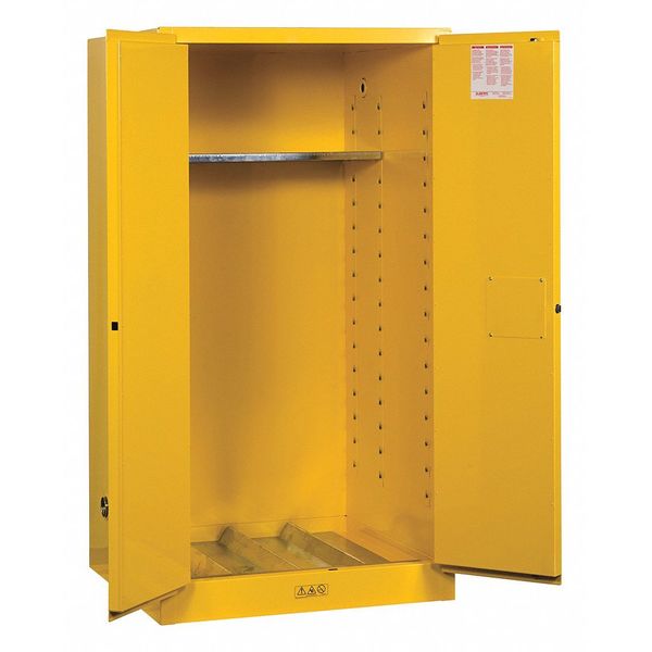 Flammable Safety Cabinet, 55 Gal., Yellow