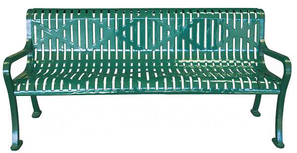 Park Bench, 72 in. L, BLU, PWDR STEEL