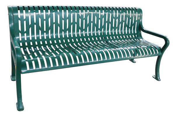 Outdoor Bench, 74 in. L, 33-1/4 in. H, Grn