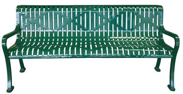 Park Bench, 72 in. L, BLU, PWDR STEEL