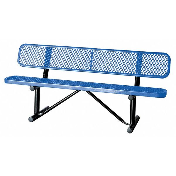 Outdoor Bench, 72 in. L, 24 in. W, Blue