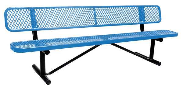 Outdoor Bench, 96 in., 24 in. W, Blu, Prtbl