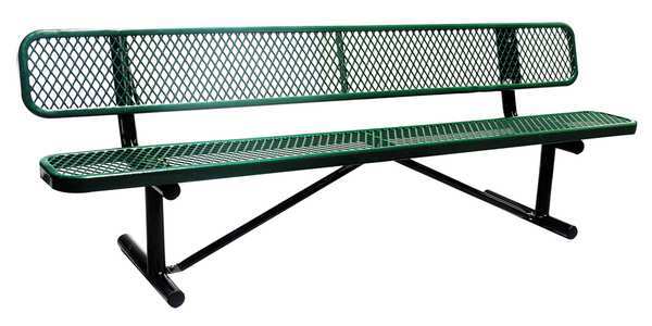 Outdoor Bench, 96 in. L, 24 in. W, Green