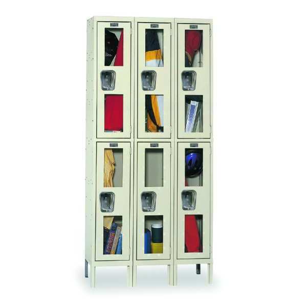 Wardrobe Locker, 36 in W, 15 in D, 78 in H, (2) Tier, (3) Wide, Tan