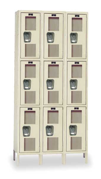Wardrobe Locker, 36 in W, 18 in D, 78 in H, (3) Tier, (3) Wide, Tan