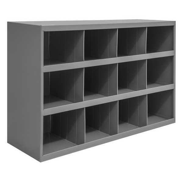 Pigeonhole Bin Unit, 12 Compartments, 12 in D x 23 7/8 in H x 33 3/4 in W, Steel