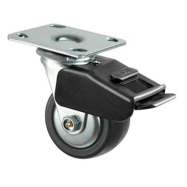 Swivel Plate Caster, Polyolfin, 4 in, 600 lb, Blk