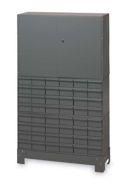 Steel Enclosed Bin Shelving, 34 in W x 48-1/8 in H x 12 1/4 in D, 12 Shelves, Gray