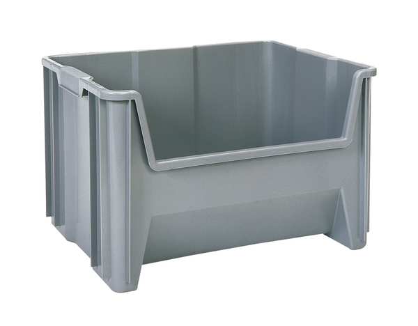 Stackable Storage Bin, Blue, Plastic, 10-7/8 in W x 12 1/2 in H, 75 lb Load Capacity