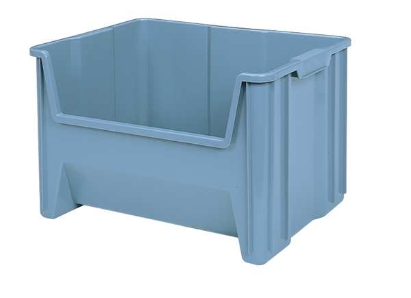 Stackable Storage Bin, Blue, Plastic, 16 1/2 in W x 12 1/2 in H, 75 lb Load Capacity