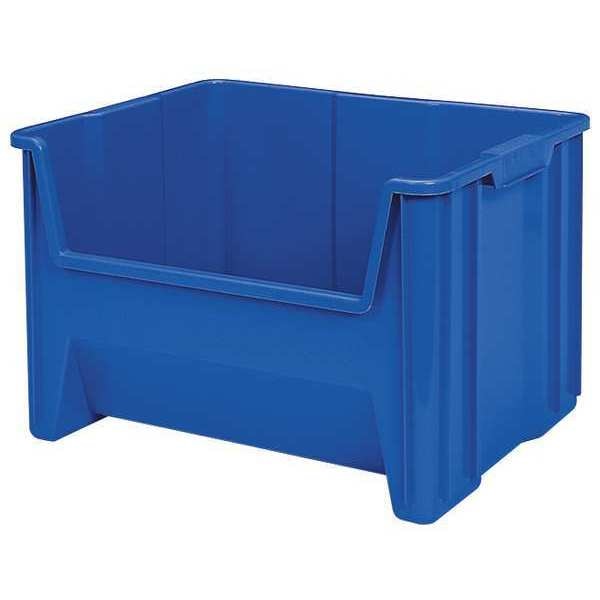Stackable Storage Bin, Gray, Plastic, 16-1/2 in W x 12 1/2 in H, 75 lb Load Capacity