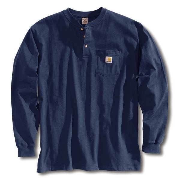 Long Sleeve Henley, Navy, M