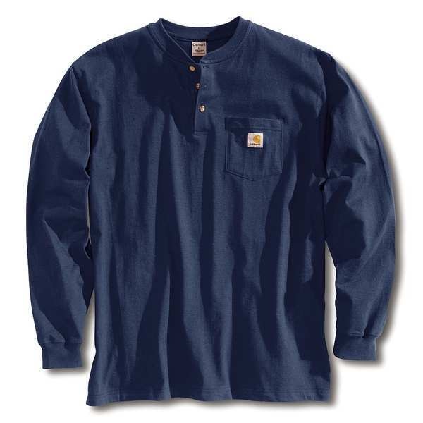 Long Sleeve Henley, Navy, L