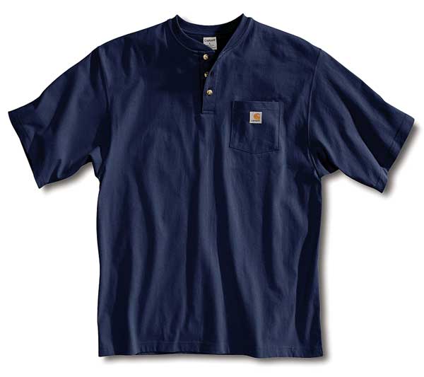 Short Sleeve Henley, Navy, XL