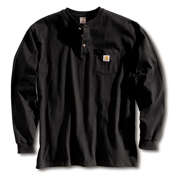 Long Sleeve Henley, Black, L