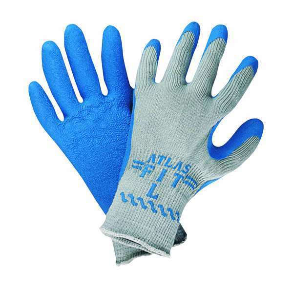 Natural Rubber Latex Coated Gloves, Palm Coverage, Blue/Gray, M, PR