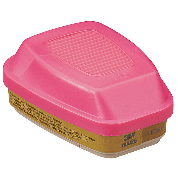 Combination Cartridge/Filter, 3M 6000/7000/FF-400 Series, P100, Bayonet, Magenta/Olive, 2 Pack