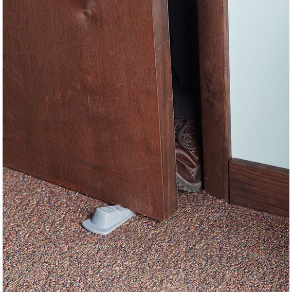 Door Wedge No Slip, Rubber, Gray, 1-1/4