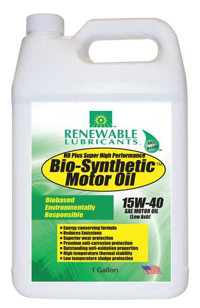 Engine Oil, Bio-Synthetic, 15W-40, 1 Gal.