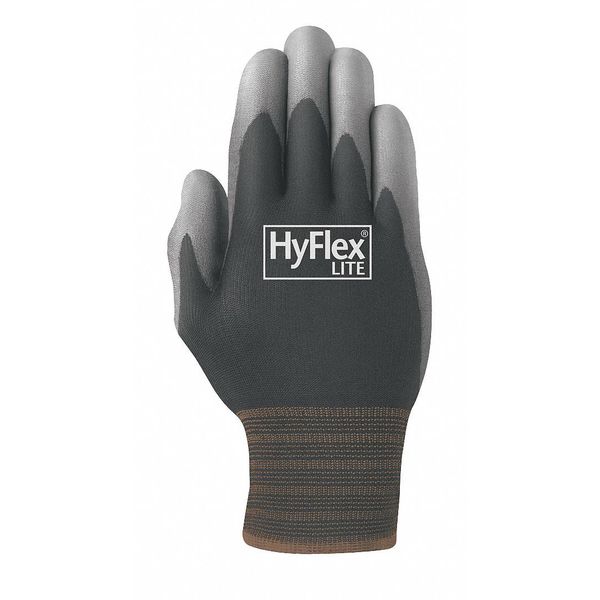 Polyurethane Coated Gloves, Palm Coverage, Black, 10, PR