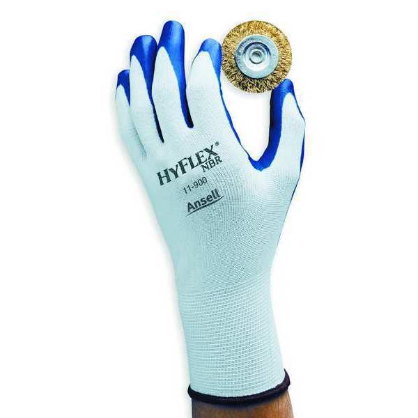 Nitrile Coated Gloves, Palm Coverage, Blue/White, S, PR