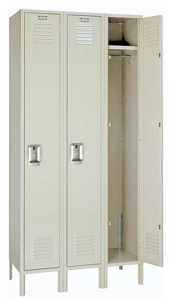 Wardrobe Locker, 36 in W, 18 in D, 78 in H, (1) Tier, (3) Wide, Putty