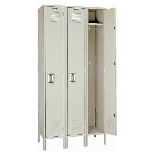 Wardrobe Locker, 36 in W, 15 in D, 78 in H, (1) Tier, (3) Wide, Putty