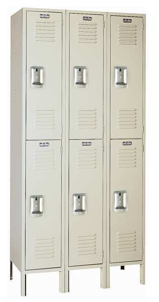 Wardrobe Locker, 36 in W, 12 in D, 78 in H, (2) Tier, (3) Wide, Putty