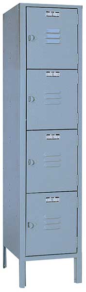Box Locker, 12 in W, 12 in D, 54 in H, (1) Wide, (4) Openings, Dove Gray