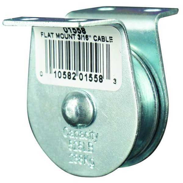 Pulley Block, Wire Rope, 3/16 in Max Cable Size, 525 lb Max Load, Zinc Plated
