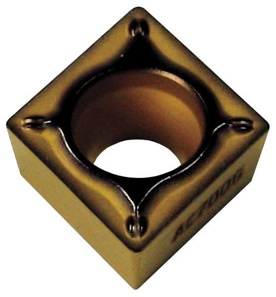 Diamond Turning Insert, Diamond, 1/4 in, CCMT, 80  Degrees, 1/64 in, Carbide