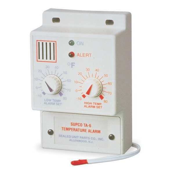 Temperature Alarm, -10 to 80F, 120VAC