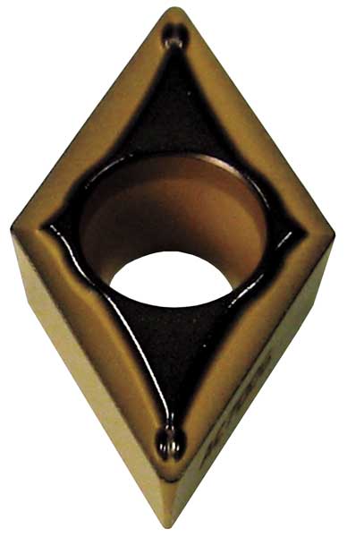 Diamond Turning Insert, Diamond, 3/8 in, DCMT, 55  Degrees, 1/64 in, Carbide