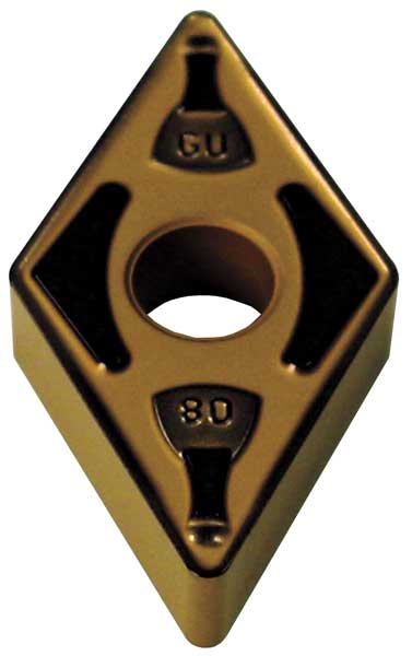 Diamond Turning Insert, Diamond, 1/2 in, DNMG, 55  Degrees, 1/64 in, Carbide