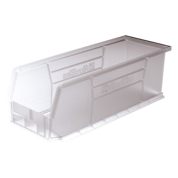 Hang & Stack Storage Bin, Clear, Plastic, 14 3/4 in L x 5 1/2 in W x 5 in H, 50 lb Load Capacity